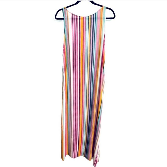 NWT La Moda Vertical Stripe Maxi Dress High Slits Size S/M - Picture 2 of 12